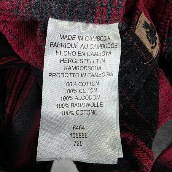 Mens Legendary Whitetails Red & Black Plaid Flannel Shirt Button Up Long Size L - Picture 3 of 8